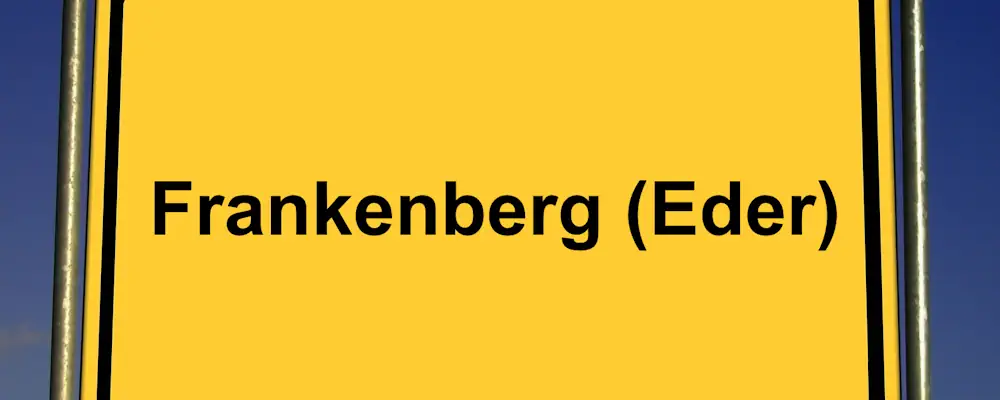 Ortseingangsschild Frankenberg als Einsatzgebiet für den Detektiv Frankenberg (Eder)