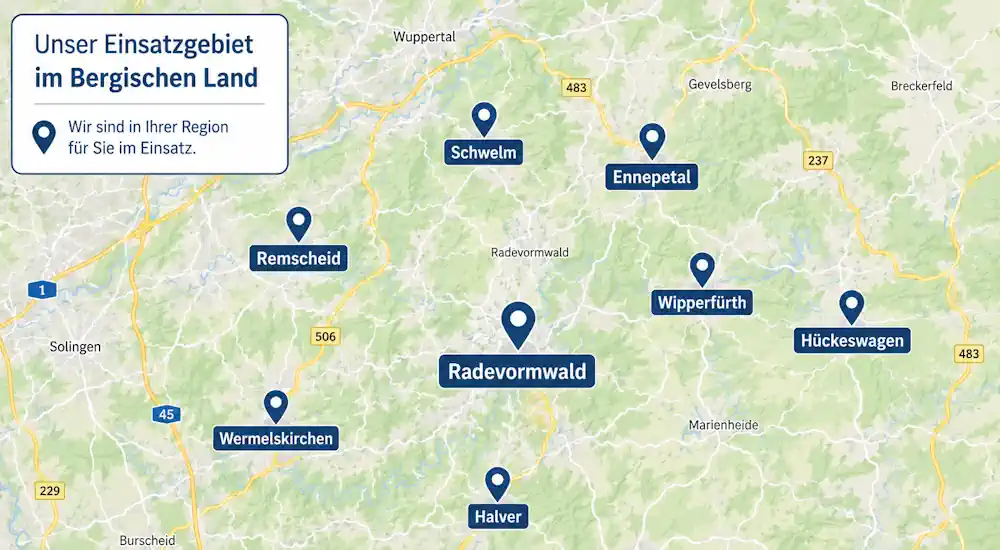 Einsatzgebiet Detektei Condor im Bergischen Land rund um Radevormwald