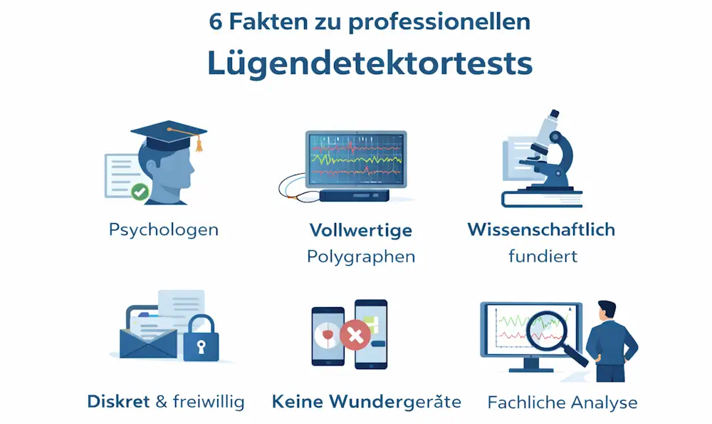 Infografik mit wichtigen Fakten zu einem professionellen Lügendetektortest