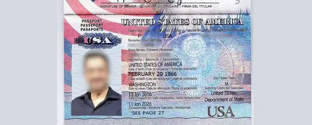 Gefälscjhter US Reisepass
