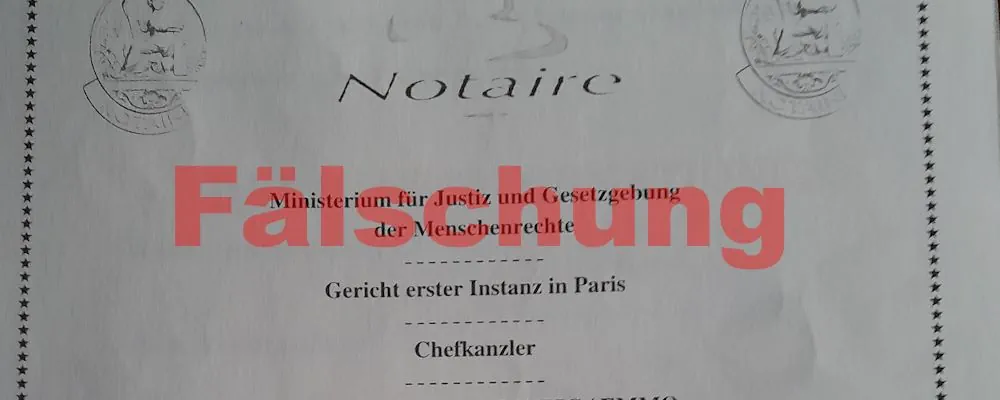 Schreiben eines angblichen Notars aus Paris entpuppt sich als Fälschung.