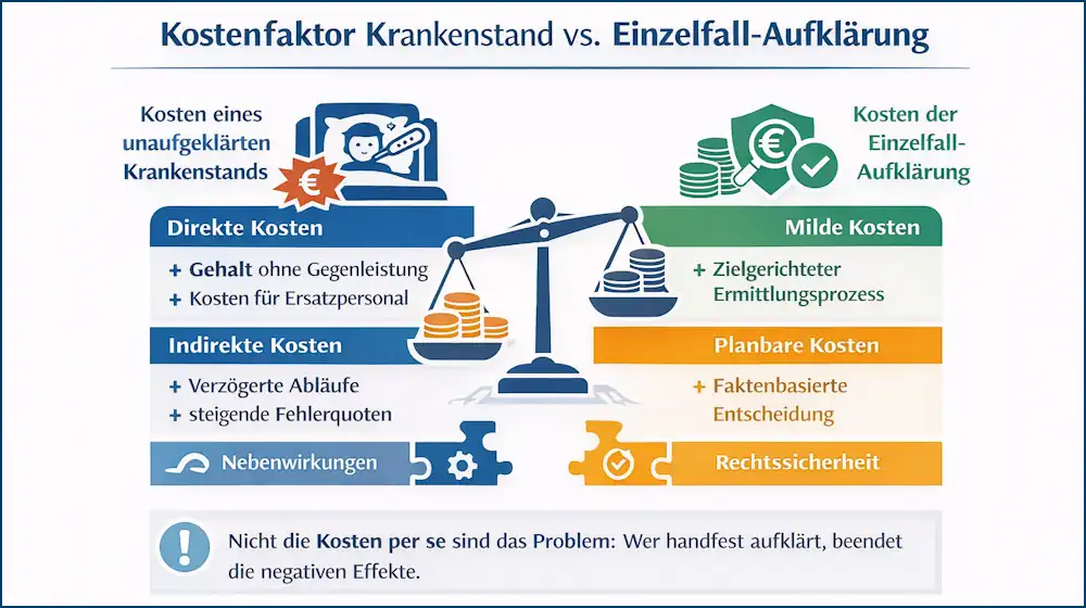 Kostenfaktor Krankenstand vs. Einzelfall-Aufklärung
