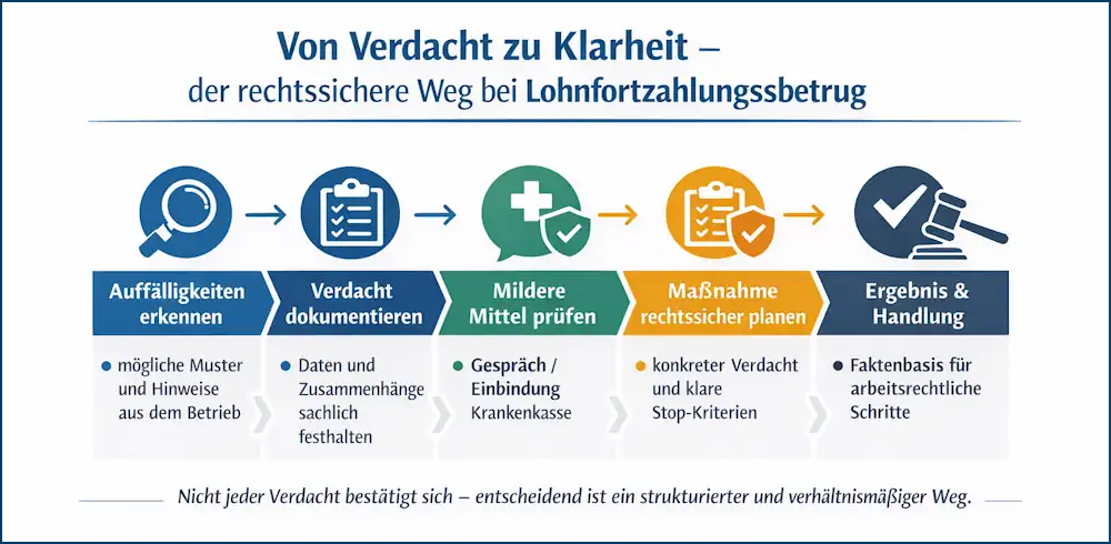 Von Verdacht zu Klarheit - der rechtssichere Weg bei Lohnfortzahlungsbetrug